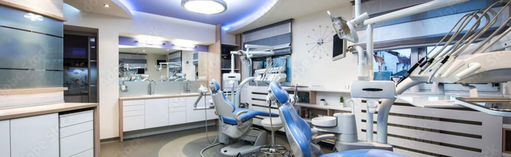 Modern dental office interior with dental chair and delivery equipment for dental mechanical room equipment in the USA and Canada