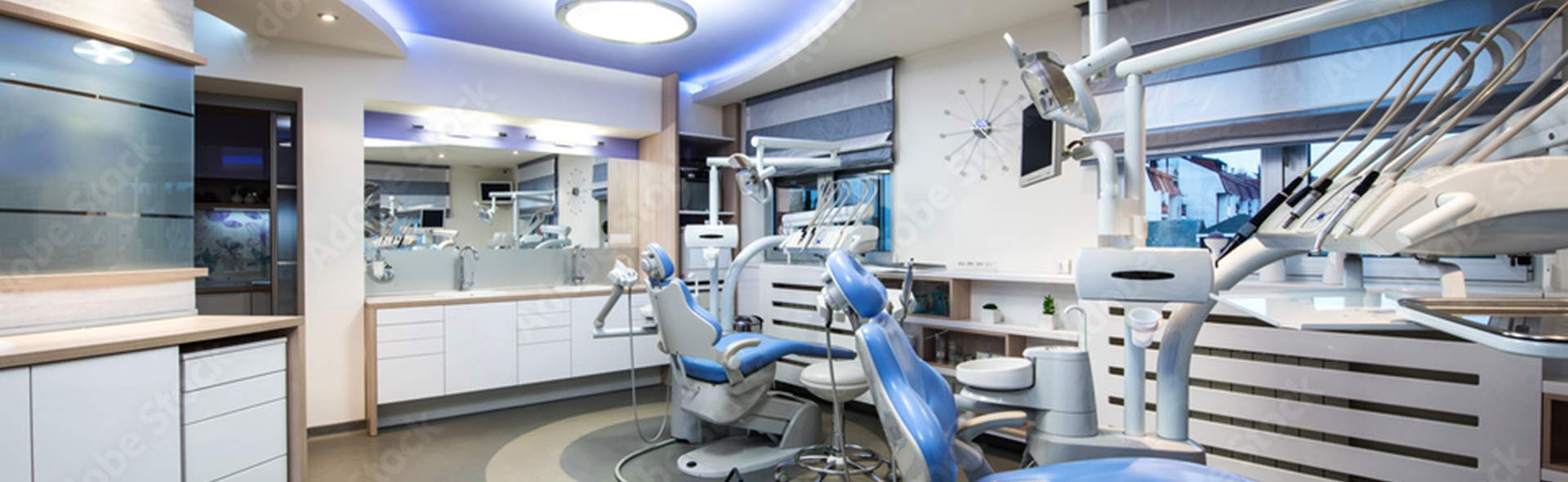 Modern dental office interior with dental chair and delivery equipment for dental mechanical room equipment in the USA and Canada